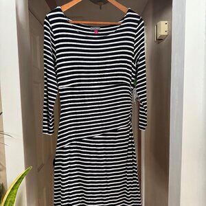 Vince Camuto Black & White Stripe Long Sleeve Dress